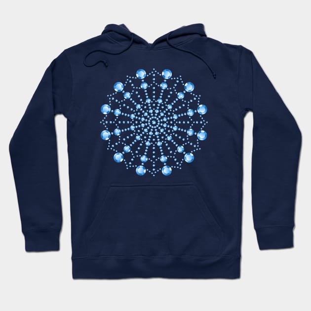 Shiny Colored Blue Gemstone Snowflake Hoodie by Olha_Kulbachna